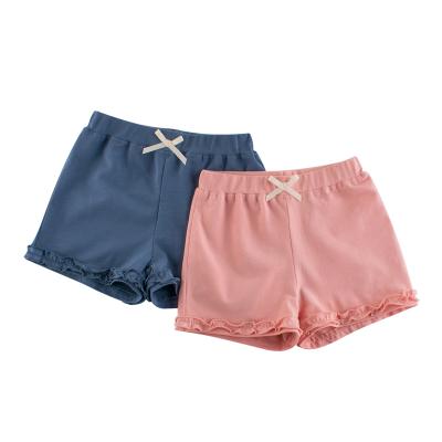 China Anti-pilling VitaG Dropshippig 2021 summer kids 95% cotton casual baby pants pure color kids shorts girls shorts with ruffles for sale