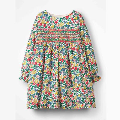 China VitaG Baby Kids Washable High Quality Comfortable Casual Flower 100% Cotton Floral Dress for sale