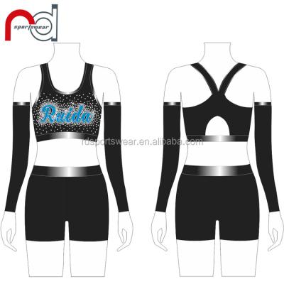 China Teamwear sublimation crystal ELITE ALL STAR ab sports cheerleading bra and short cheer practice wear for sale