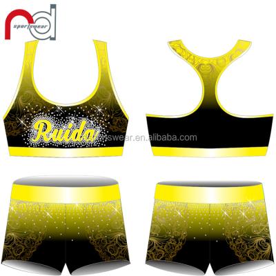 China Teamwear Stars All Customized Crystal Rhinestones Encourage Practice Wear Sports Cheerleading Team For WORLDS for sale