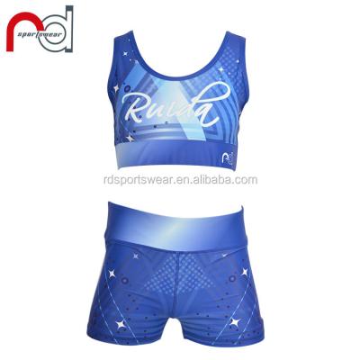 China Teamwear Customized Spandex Practice Wear Sublimation Sports Cheerleading Bra And Shorts for sale