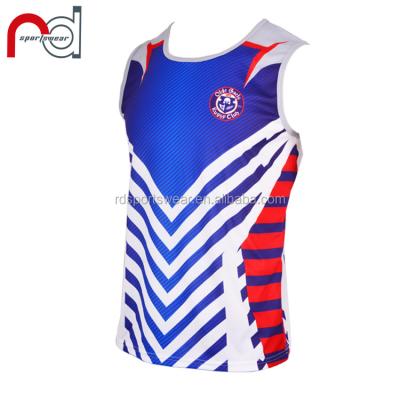 China Players Proforma Bill Rugby Singlet Training Sublimation Rugby Training Tank Tops Anti-UV for sale