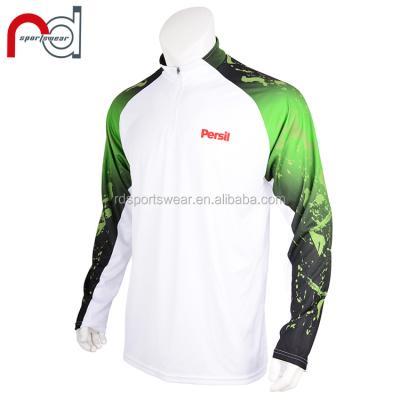 China Half Neck Sublimation Dye Zipper Anti Shrink Backing Up Sports Shirt Heater Long Sleeve T-Shirt For Men for sale