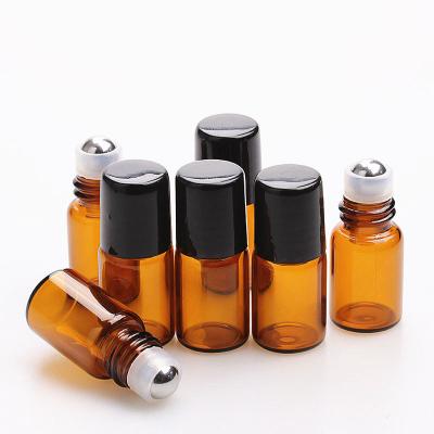 China Eco-friendly 5ml 10ml 15ml Recyclable Amber Glass Roll On Bottle Glass Rollerball Bottles for sale