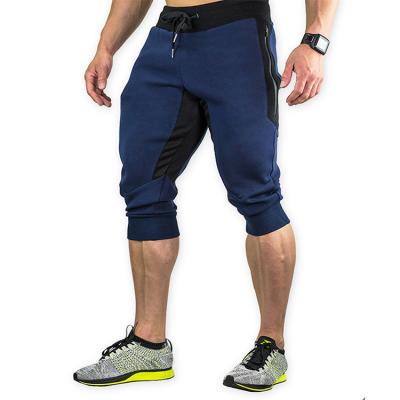 China Fashionable Anti-wrinkle Outdoor Training Cotton Blue Cropped Streetwear Track Pants Men for sale