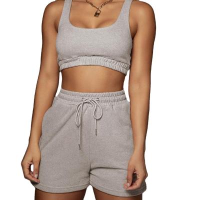 China 2021 QUICK DRY Main Wholesale Tracksuit Crop 2 Piece Set Fits Casual Sports Women's Shorts Set for sale