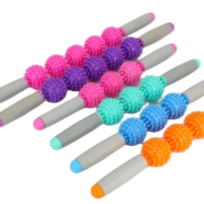 China Body Thorn Ball Massage Stick Pressure Point Muscle Massager Roller Stick For Home Fitness for sale