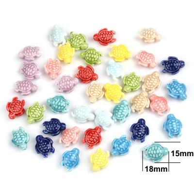 China DIY 10pcs Sea Turtle Shape 15x18MM Ceramic Beads Spacer Beads For Jewelry Making DIY for sale