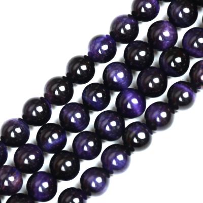 China DIY Natural Stone Bead Tiger Eye Stone Beads Purple For Jewelry Making Necklace Bracelet Sewing for sale