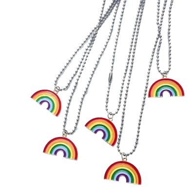 China Stainless Steel Stuff LGBTQ Accessories Rainbow Gay Lesbian Pride Necklace Gay Jewelry For Unisex for sale