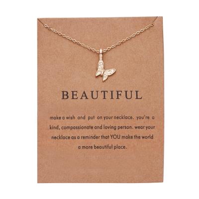 China 2021 New Gold Environmental Friendly Butterfly Necklace Chain Pendant Necklace With Message Card Gift Certificate for sale