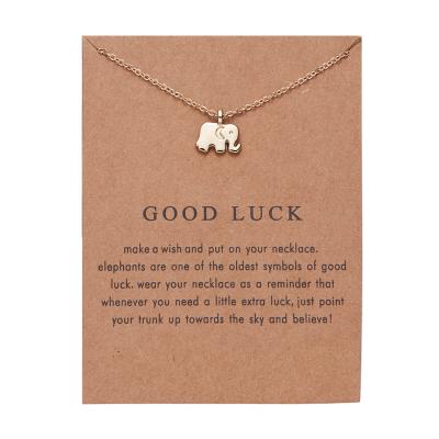 China 2021 Good Luck Environmental Friendly Elephant Gift Friendship Pendant Chain Necklace With Message Card Gift Certificate for sale