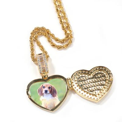 China Hiphop Hip Pop Personalized Necklace Custom Necklace Jewelry Heart Diamond Photo Picture Picture Necklace for sale