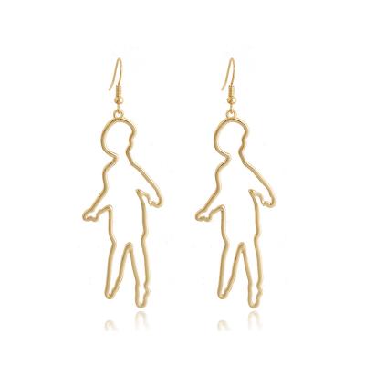 China 2021 Fashion Design Abstract Art Geometric Human Shape Environmental Friendly Body Dangle Earrings for sale