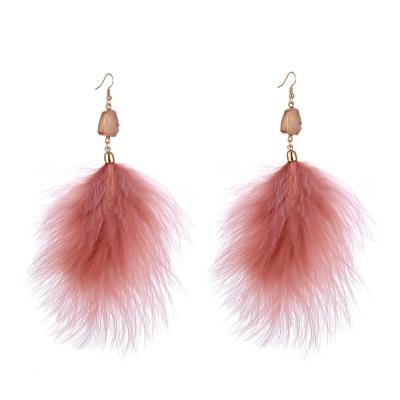 China Eco-Friendly Women Long Dangle Earring Feather Wire Feather Elegant Jewelry For Gift Winter Party Bohemian for sale