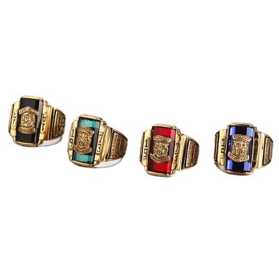 China High Quality Retro Vintage Stable Gold Plated Classic Walton Tiger High School Class Rings 1973 Biker Ring for sale