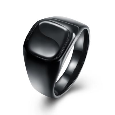 China High Quality Fashion Stainless Steel Vintage Square Shape Zircon Men's Black Ring Wholesale for sale