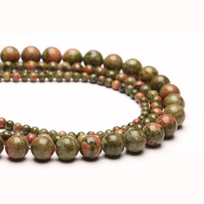 China Round Loose Polished Jasper Unakite Beads High Quality Natural Stone Unakite Jasper Wholesaler 4/6/8/10/12mm For Jewelry Making for sale