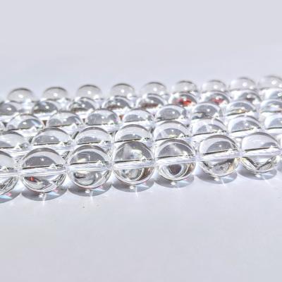 China Polished Beads Strand Crystal Healing Stone Natural Transparent/White Flocculation/Loosely Split Around Clear Crystal Quartz Beads For Jewelry Making for sale