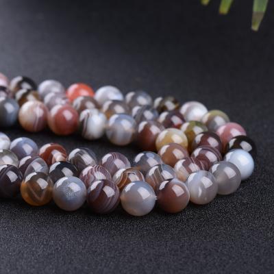 China Polished Botswana Agate Semi Precious Stone Beads Natural Gemstone Loose Round Smooth Botswana Agate Beads For Jewelry Making for sale