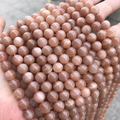 China Polished/Matte Sunstone Wholesale Natural Gemstone Polished Loose Round Matte Beads Peach Orange Moon Stone Sun Stone For Jewelry Making for sale