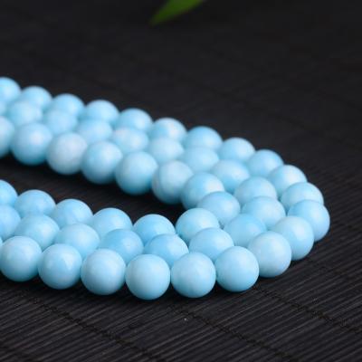 China White Polish/Matte Natural Larimar Stone Smooth Loose Round Matte Beads Sea Wave Blue Larimar Pattern Beads For Jewelry Making for sale