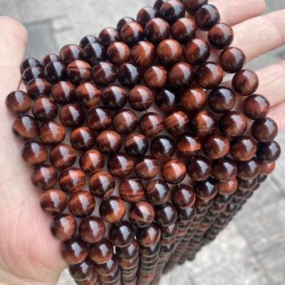 China Tiger Eye High Grade Red Natural Gemstone Gemstone Soft Polished Loose Round Beads Red Tiger Eye Strands for sale