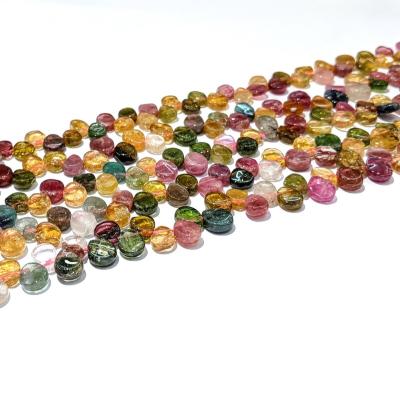 China Beautiful Polished Natural Stones Gemstone Beads Loose Flat Tear Water Drops Shape Tourmaline for sale