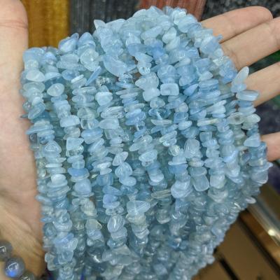 China Small Tumble Freeform Loose Polished Natural Blue Gemstone Irregular Aquamarine Strand Chips for sale