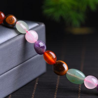 China Polished Tumbled Red Quartz Green Phantom Crystal Rutilated Stone Chip Nugget Irregular Bead Strand Aventurine Tiger Eye Indian Agate Mix for sale