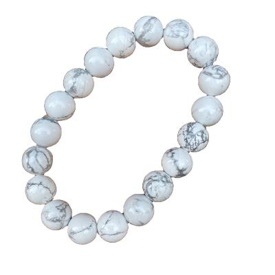 China Young Supplier CLASSIC Fashion Bracelet Natural Stone Beaded Elastic Stretch Women Bracelet 6/8/10/12mm Howlite White Bracelet for sale