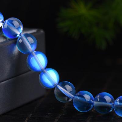 China Reflective Polished Synthetic Material Labradorite Soft Loose Round Round Matched Synthetic Labradorite Glass Beads For Jewelry Making for sale