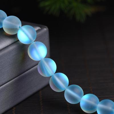 China Polished Loose Synthetic Labradorite Beads Matte Frosted Round Multi Color Labradorite Synthetic Reflective Natural Stone Alternative for sale