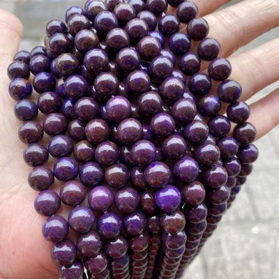 China Synthetic Sugilite Alternative 4/6/8/10mm Loose Round Purple Soft Polished Sugilite Bead For Jewelry Making for sale