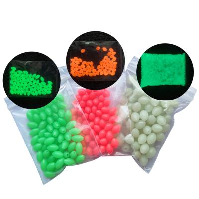 China Rubber Oval Hard Luminous Fishing Beads Lure Sink Glowing Beads For Treble Hook Wedge Fishing Tackle Accessories for sale