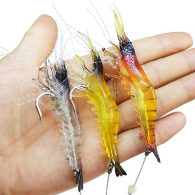 China Luminous Seawater Soft Fishing Lure Shrimp 9cm/6.3g Artificial Shrimp Bait Bass Fishing Tackle Yeguangixa-100 for sale