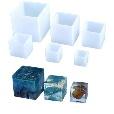 China Viable 3D Cube Silicone Mold Resin Casting Ingot Molds For DIY Glue UV Mold Jewelry Tools Crystal Resin Jewelry Crafts Handmade for sale