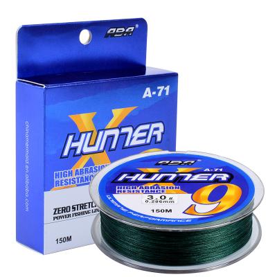 China High-knot standard X9 strength 150m Japan multifilament braided multi color pe fish fishing braid line for sale