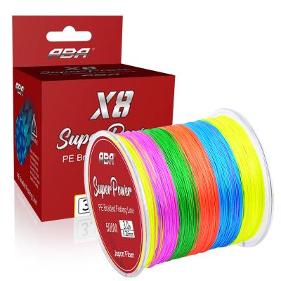 China Super strong High-knot strength aba multifilament pe braided 8 strands 100m fishing line for sale