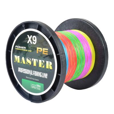 China High-knot Strength 9 Strands 1000m PE Braided Strong Floating Wear Resistant Fishing Line for sale