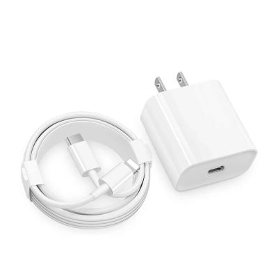 China Original 20W PD Adapter Portable Original Fast Charger PD Wall USB Type C Plug Adapter Fast Charger with Lighting Cord Cable 3ft for iPhone 12 Mini Pro Max 11 for sale