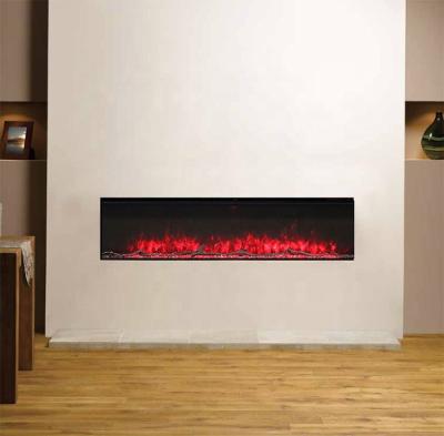 China Hotel Modern Electric Fireplace Insert Flow In Media Realistic 3D LED Wall Flame 40 50 60 72 Inch Electric Heater Place for sale