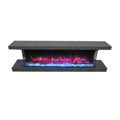 China Hotel Fireplace Heater 7 Colors 2.4G Electric Remote Wooden Cabinet Fire Place TV Stand Up 80 Inch Electric Fireplaces for sale