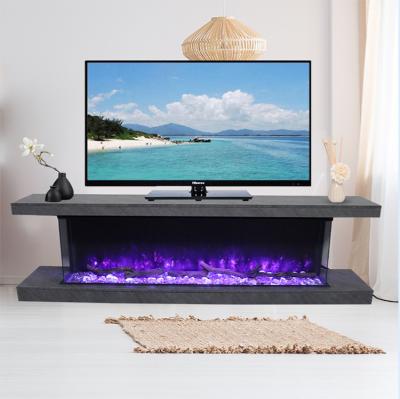 China Hotel 60 Inch Wooden Electric Heater Surround TV Stand 7 Colors LED Flame 2.4G Remote Electric Fireplaces TV Stand for sale