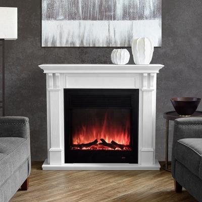 China Hotel Electric Fireplace 35 Inch 7 Flame Free Colors LED Electric Heater Place Heater White Wooden Surround Electric Fireplace for sale