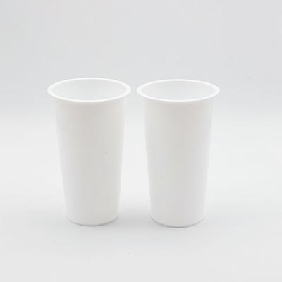 China OEM Logo 10OZ Eco-friendly White Stocked Deep Take Away Wall Plastic Disposable Coffee Cups For Cold-Hot Drinking for sale