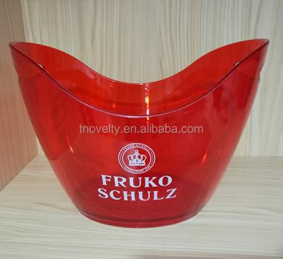 China Viable transparent plastic hot sale wine beer bar ice bucket red color 3.5L cheap ps bucket for vodka champagne for sale