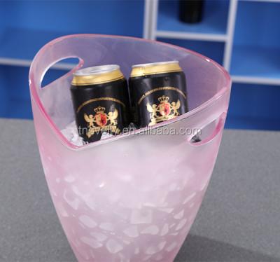 China OEM Sustainable Plastic Ice Bucket With Handle Hot Sale PS Beer Clear Plastic Ice Bucket Bucket For Vodka/Champagne for sale