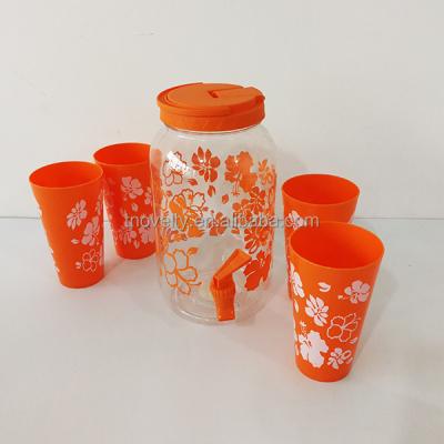 China Home / Parties /picnic/resturant /hotel Plastic Beverage Dispensers Beverage Juice Dispenser With Four Cups for sale