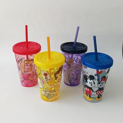 China Factory Price Viable Cheap OEM Customized Logo Promotion Gift Plastic Single Wall Cup With Swirly Straw for sale